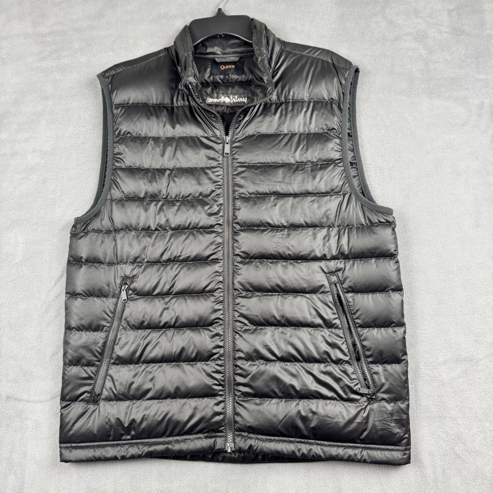 Quince Mens Down Puffer Vest Black Size L Capgemini Invent Logo Quilted Full Zip